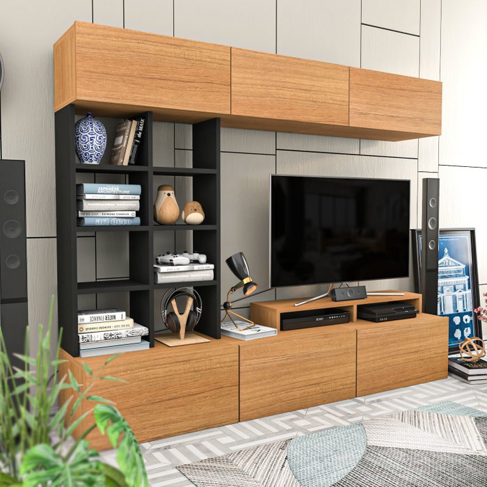 Hanah Home Sasa Unidad de TV - Teak, Black